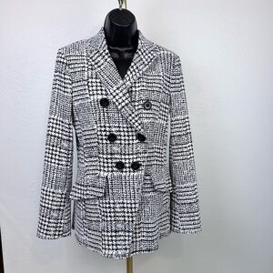 VINTAGE Dorothee Schumacher Raw Edge Houndstooth Gingham Blazer/Black & White/M